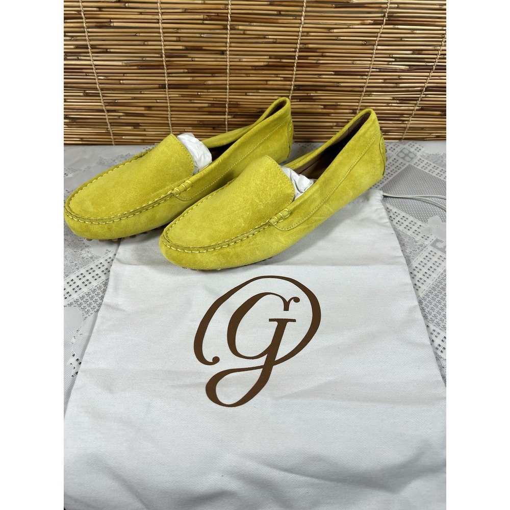 M Gemi Felize Loafer Driving Shoes Yellow Suede Slip On Sz 10 Us Handmade Italy